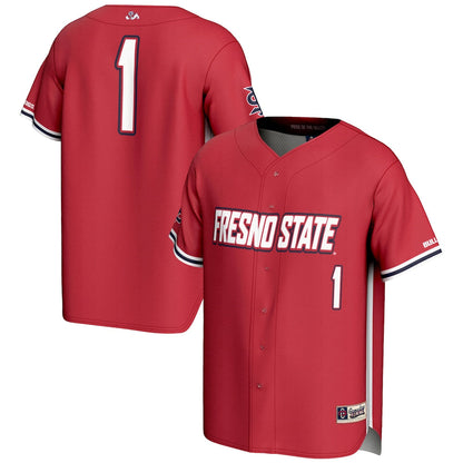Gameday Greats 1 Red Fresno State Bulldogs Lightweight Baseball Jersey - retro stitched baseball jersey for Gameday Greats fans