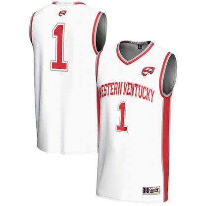 Male Gameday Greats 1 White Western Kentucky Hilltoppers Lightweight Basketball Jersey - retro stitched basketball jersey for Male Gameday fans