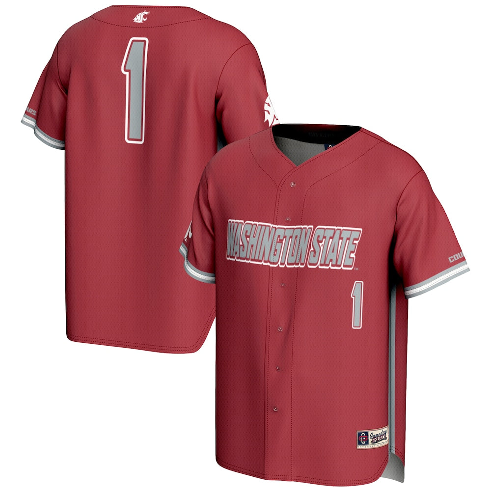 Gameday Greats 1 Crimson Washington State Cougars Lightweight Baseball Jersey - retro stitched baseball jersey for Gameday Greats fans