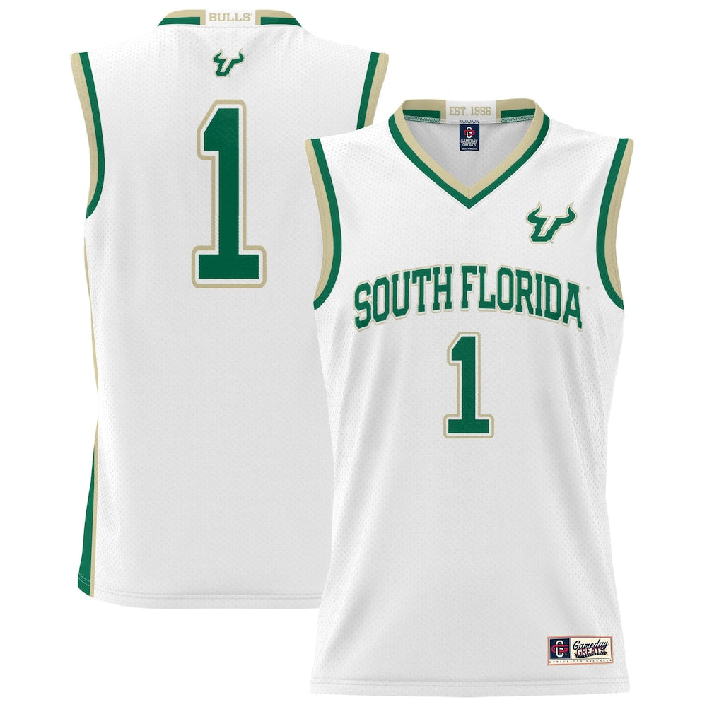 Gameday Greats 1 White South Florida Bulls Lightweight Basketball Jersey - retro stitched basketball jersey for Gameday Greats fans