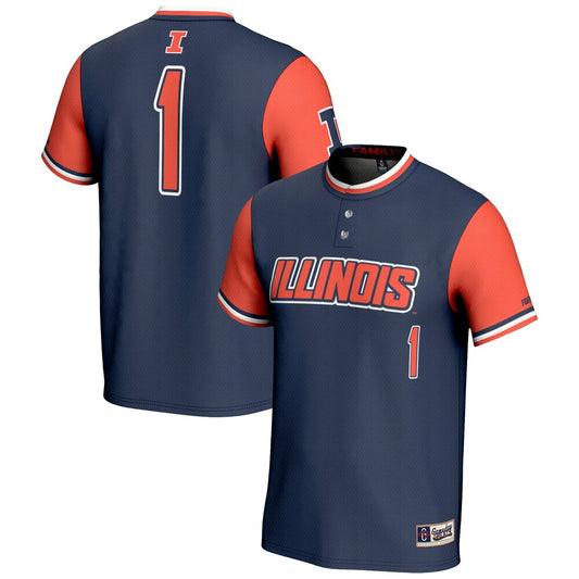 Gameday Greats 1 Navy Illinois Fighting Illini Lightweight Softball Jersey - retro stitched jersey jersey for Gameday Greats fans