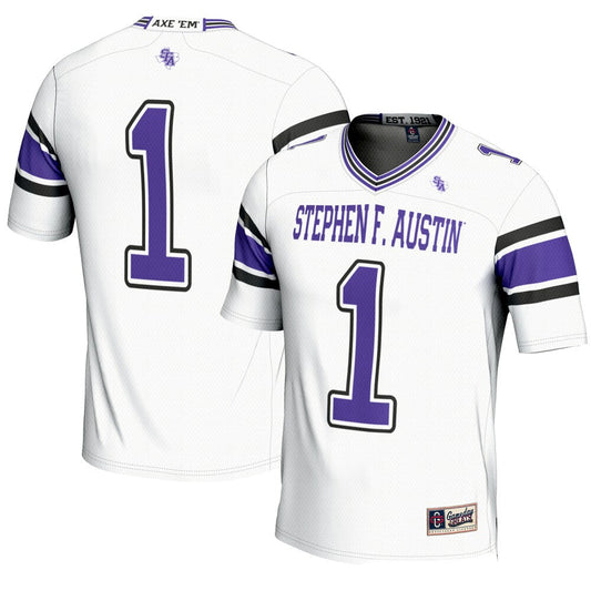 Gameday Greats 1 White Stephen F Austin Lumberjacks Endzone Football Jersey - retro stitched football jersey for Gameday Greats fans
