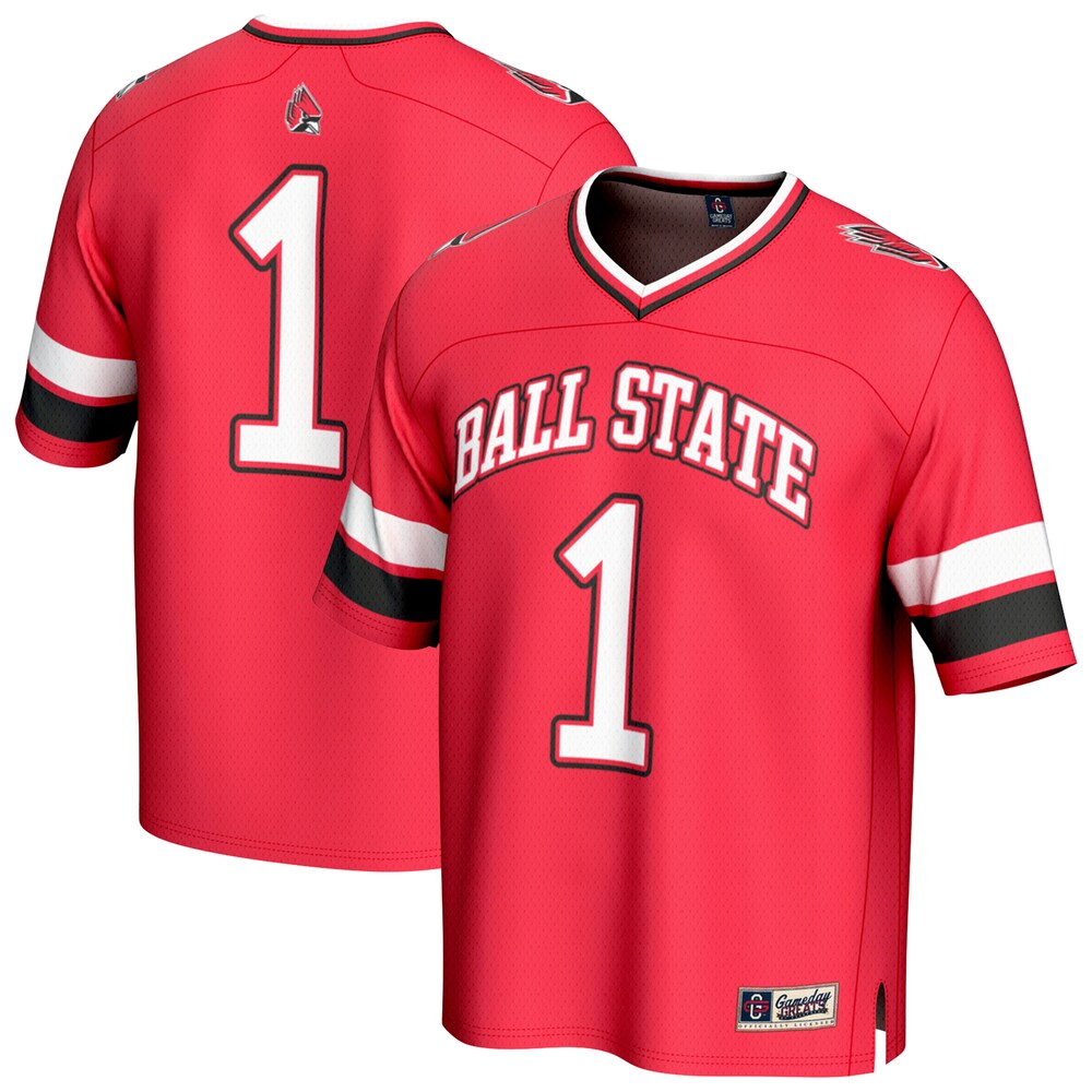 Gameday Greats 1 Cardinal Ball State Cardinals Lightweight Collegiate Football Fashion Jersey - retro stitched football jersey for Gameday Greats fans