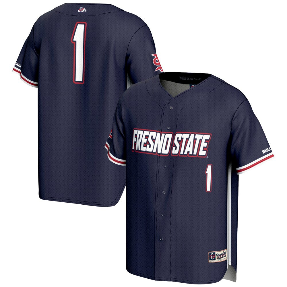 Gameday Greats 1 Navy Fresno State Bulldogs Lightweight Baseball Jersey - retro stitched baseball jersey for Gameday Greats fans
