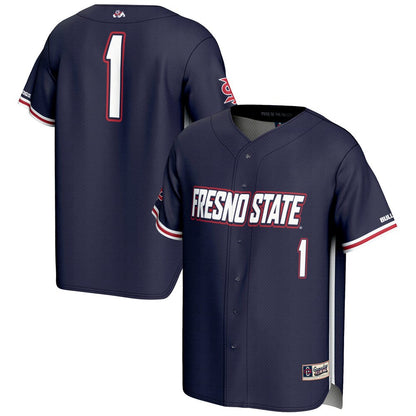 Gameday Greats 1 Navy Fresno State Bulldogs Lightweight Baseball Jersey - retro stitched baseball jersey for Gameday Greats fans