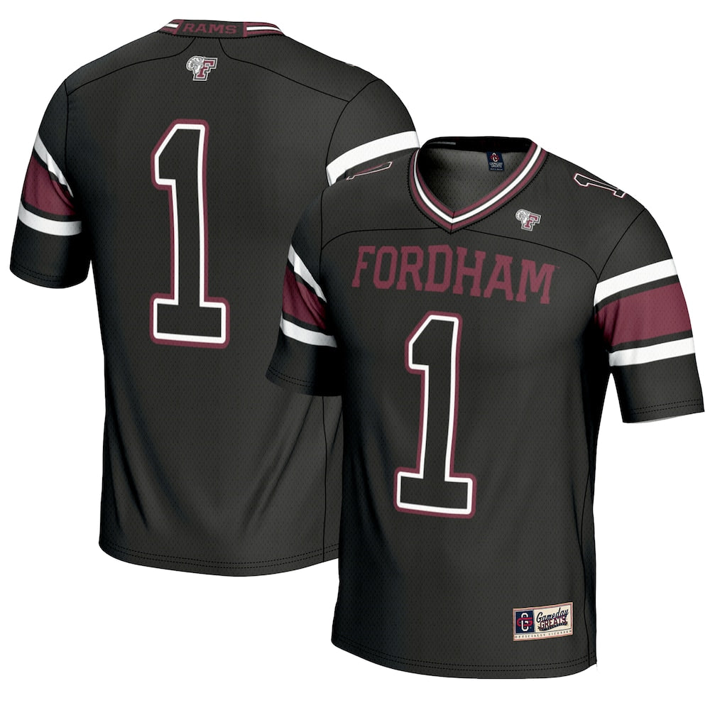 Gameday Greats 1 Black Fordham Rams Endzone Football Jersey - retro stitched football jersey for Gameday Greats fans