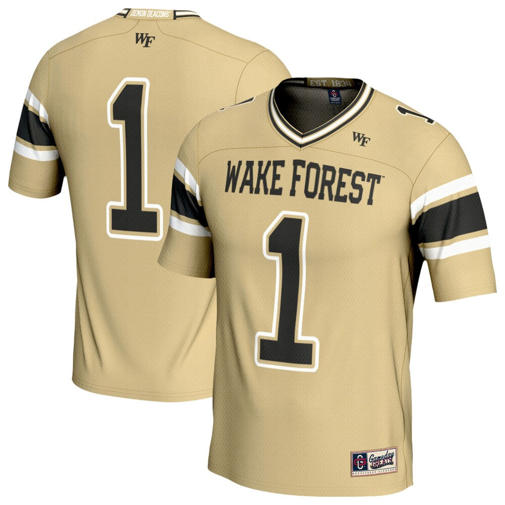 Gameday Greats 1 Gold Wake Forest Demon Deacons Lightweight Football Fashion Jersey - retro stitched football jersey for Gameday Greats fans
