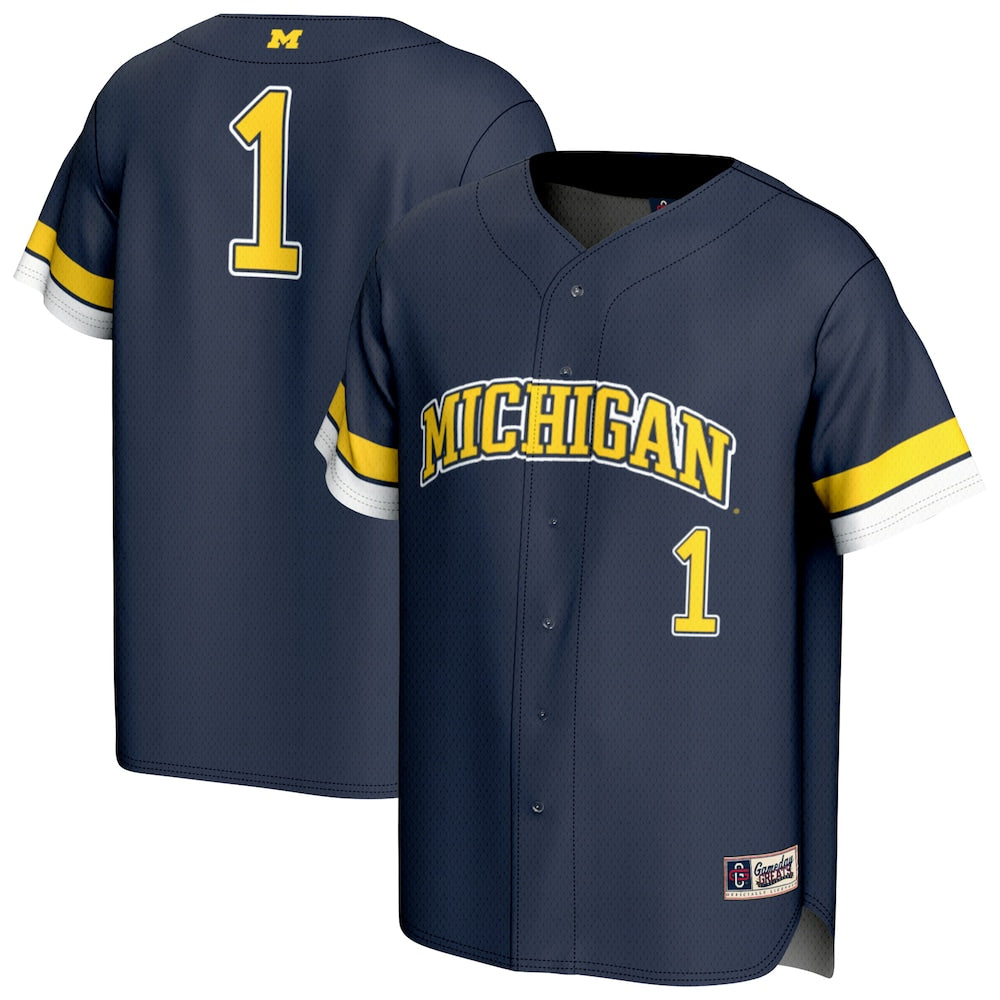 Unisexgameday Greats Navy Michigan Wolverines Pick A Player Baseball Fashion Jersey - retro stitched baseball jersey for Unisexgameday Greats fans