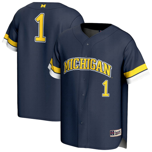 Unisexgameday Greats Navy Michigan Wolverines Pick A Player Baseball Fashion Jersey - retro stitched baseball jersey for Unisexgameday Greats fans