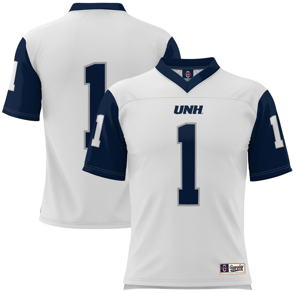 Gameday Greats 1 White New Hampshire Wildcats Football Jersey - retro stitched football jersey for Gameday Greats fans