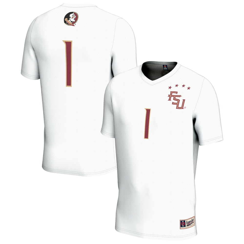 Gameday Greats 1 White Florida State Seminoles Lightweight Collegiate Soccer Fashion Jersey - retro stitched jersey jersey for Gameday Greats fans