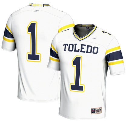 Gameday Greats 1 White Toledo Rockets Endzone Football Jersey - retro stitched football jersey for Gameday Greats fans