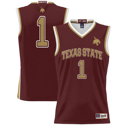 Gameday Greats 1 Maroon Texas State Bobcats Lightweight Basketball Jersey - retro stitched basketball jersey for Gameday Greats fans