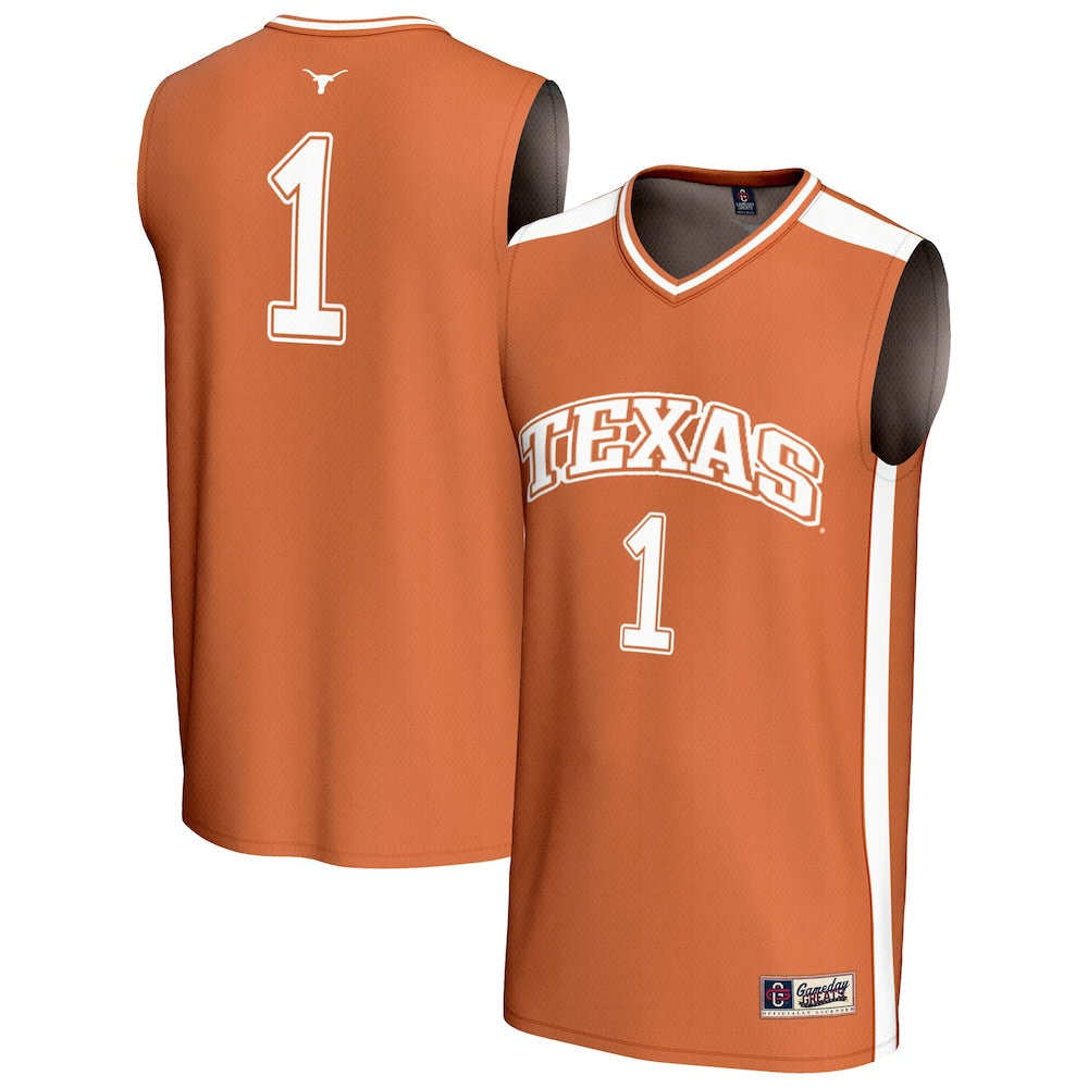 Gameday Greats 1 Texas Orange Texas Longhorns Lightweight Basketball Fashion Jersey - retro stitched basketball jersey for Gameday Greats fans