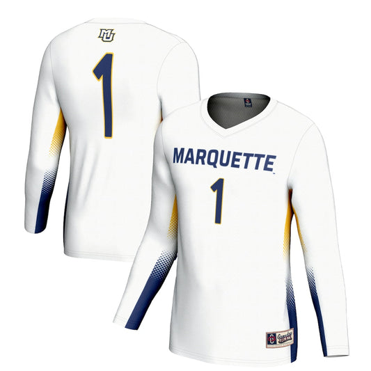 Gameday Greats 1 White Marquette Golden Eagles Lightweight Volleyball Jersey - retro stitched jersey jersey for Gameday Greats fans
