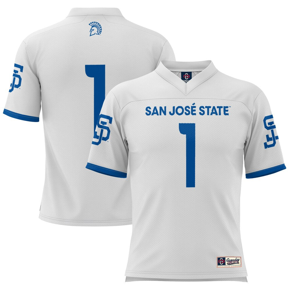 Gameday Greats 1 White San Jose State Spartans Football Jersey - retro stitched football jersey for Gameday Greats fans