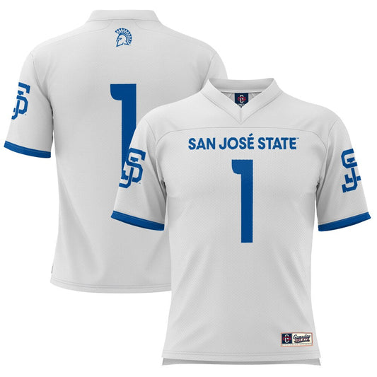 Gameday Greats 1 White San Jose State Spartans Football Jersey - retro stitched football jersey for Gameday Greats fans