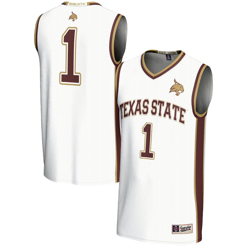 Gameday Greats 1 White Texas State Bobcats Lightweight Basketball Jersey - retro stitched basketball jersey for Gameday Greats fans