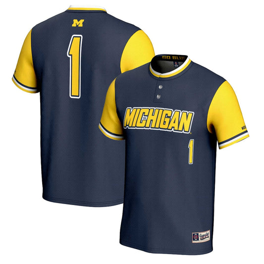 Gameday Greats 1 Navy Michigan Wolverines Lightweight Softball Jersey - retro stitched jersey jersey for Gameday Greats fans
