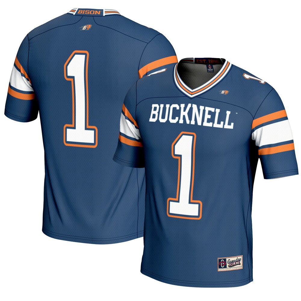 Gameday Greats 1 Blue Bucknell Bison Endzone Football Jersey - retro stitched football jersey for Gameday Greats fans