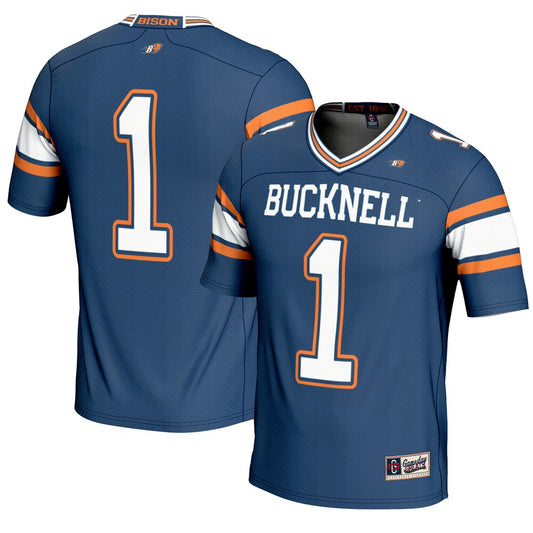 Gameday Greats 1 Blue Bucknell Bison Endzone Football Jersey - retro stitched football jersey for Gameday Greats fans