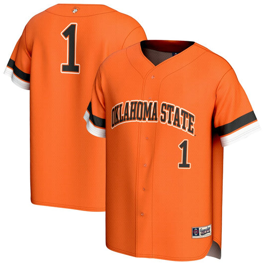Gameday Greats 1 Orange Oklahoma State Cowboys Lightweight Collegiate Baseball Fashion Jersey - retro stitched baseball jersey for Gameday Greats fans