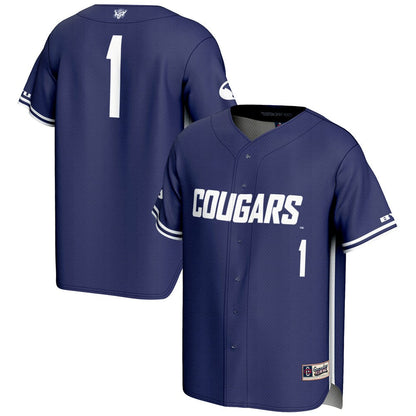 Gameday Greats 1 Navy Byu Cougars Lightweight Baseball Jersey - retro stitched baseball jersey for Gameday Greats fans