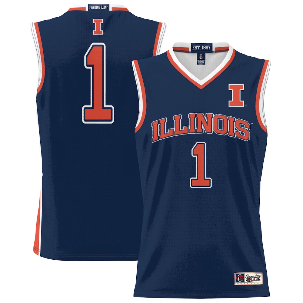 Gameday Greats 1 Navy Illinois Fighting Illini Lightweight Basketball Jersey - retro stitched basketball jersey for Gameday Greats fans