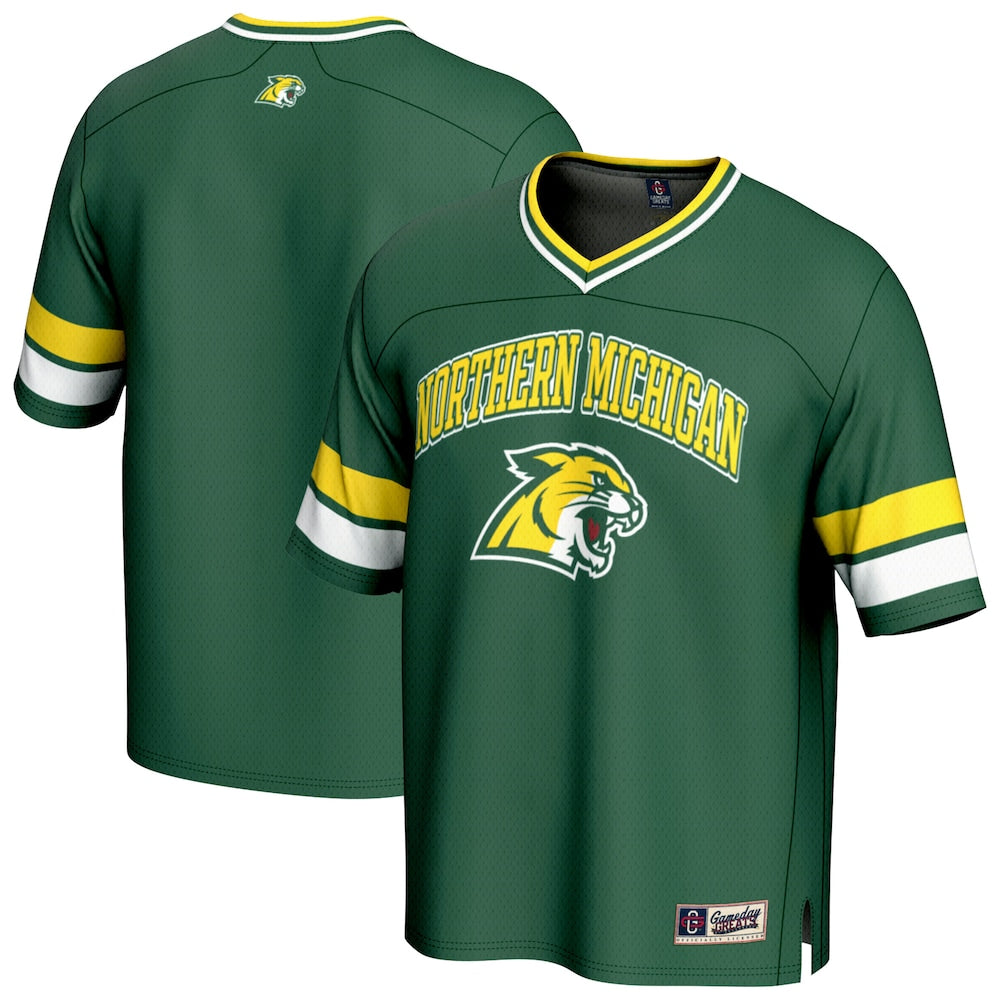 Gameday Greats Green Northern Michigan Wildcats Spirit Football Jersey - retro stitched football jersey for Gameday Greats fans