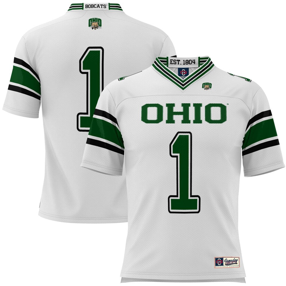 Gameday Greats 1 White Ohio Bobcats Football Jersey - retro stitched football jersey for Gameday Greats fans