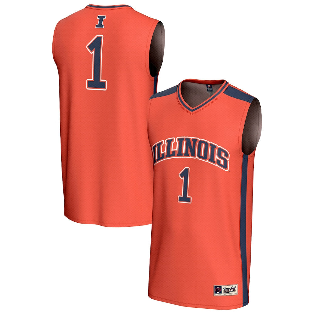Gameday Greats 1 Orange Illinois Fighting Illini Lightweight Collegiate Basketball Fashion Jersey - retro stitched basketball jersey for Gameday Greats fans