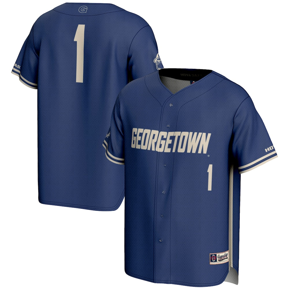 Gameday Greats 1 Navy Georgetown Hoyas Lightweight Baseball Fashion Jersey - retro stitched baseball jersey for Gameday Greats fans