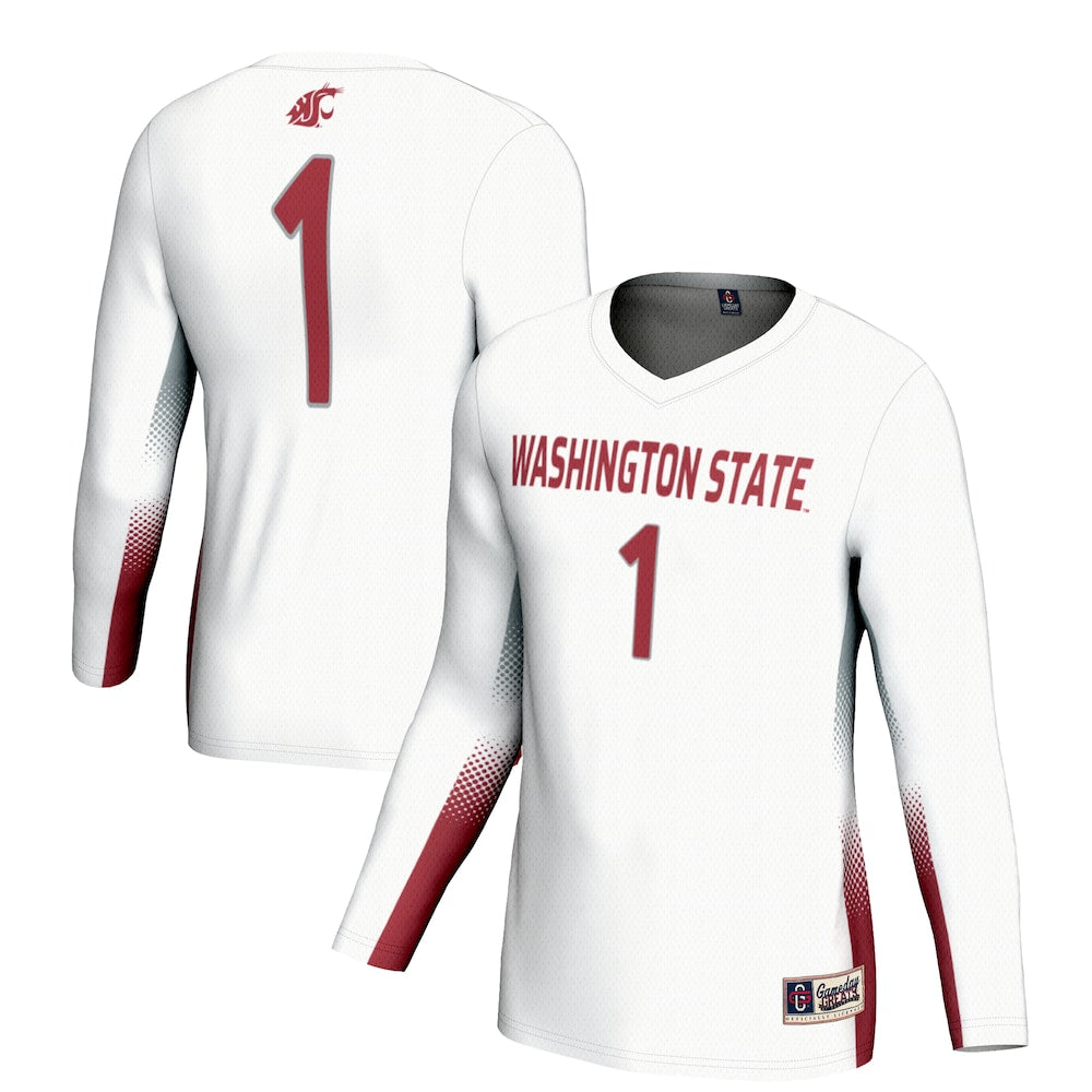Gameday Greats 1 White Washington State Cougars Lightweight Volleyball Jersey - retro stitched jersey jersey for Gameday Greats fans