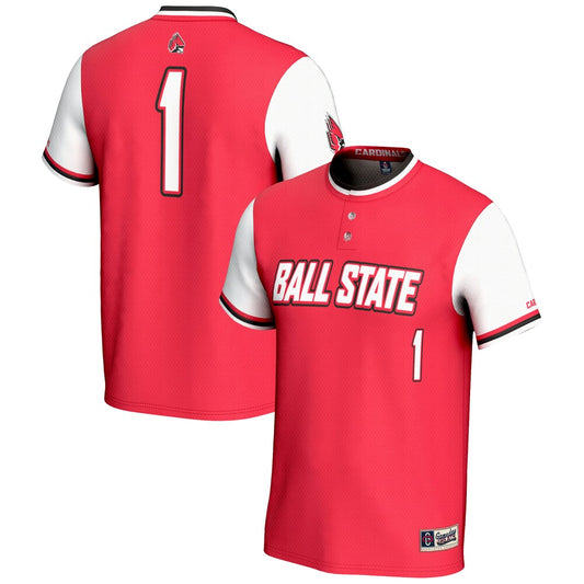 Gameday Greats 1 Cardinal Ball State Cardinals Lightweight Softball Jersey - retro stitched jersey jersey for Gameday Greats fans