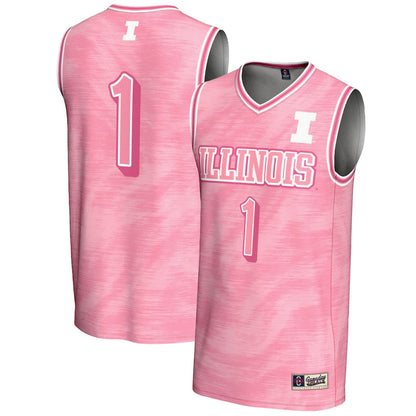 Gameday Greats 1 Pink Illinois Fighting Illini Lightweight Basketball Jersey - retro stitched basketball jersey for Gameday Greats fans