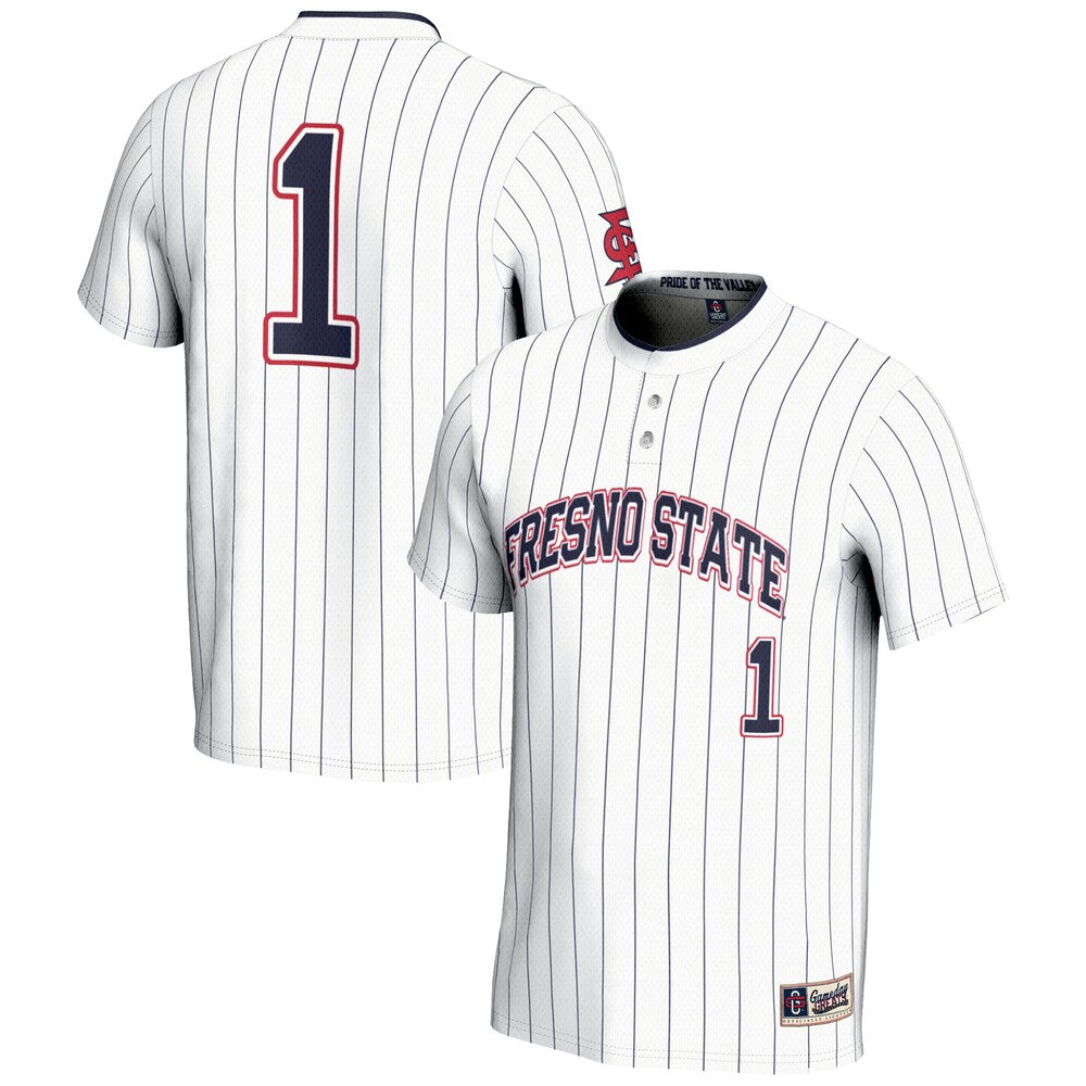 Gameday Greats 1 White Fresno State Bulldogs Lightweight Softball Jersey - retro stitched jersey jersey for Gameday Greats fans