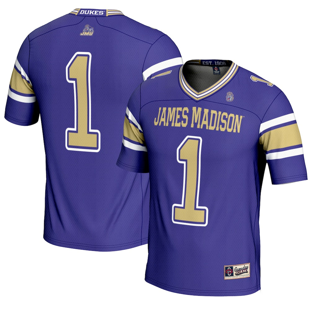Gameday Greats 1 Purple James Madison Dukes Endzone Football Jersey - retro stitched football jersey for Gameday Greats fans