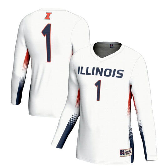Gameday Greats 1 White Illinois Fighting Illini Lightweight Volleyball Jersey - retro stitched jersey jersey for Gameday Greats fans
