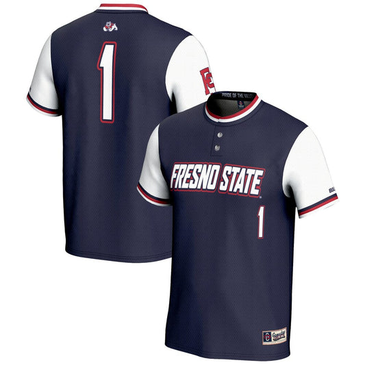 Gameday Greats 1 Navy Fresno State Bulldogs Lightweight Softball Jersey - retro stitched jersey jersey for Gameday Greats fans
