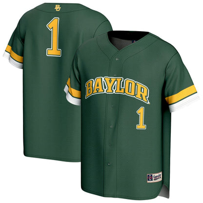 Gameday Greats 1 Green Baylor Bears Lightweight Collegiate Baseball Fashion Jersey - retro stitched baseball jersey for Gameday Greats fans