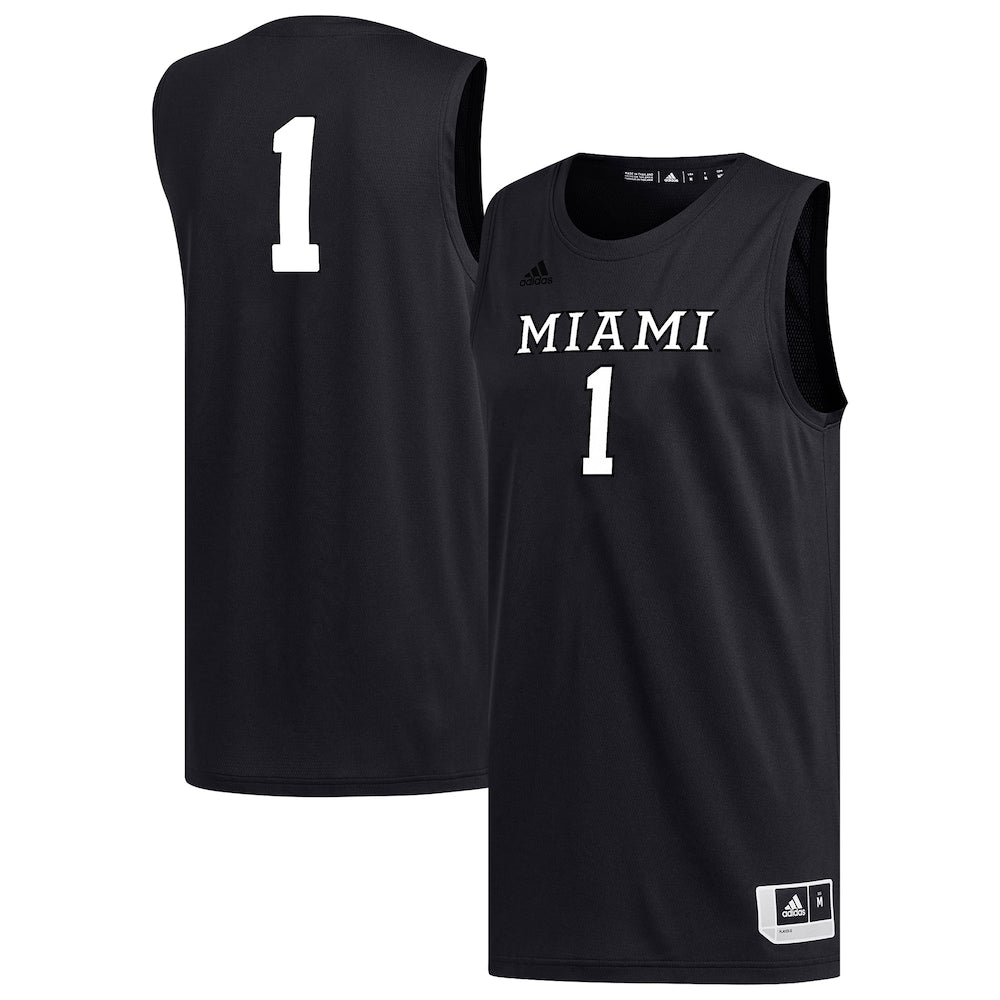 1 Black Miami University Redhawks Replica Basketball Jersey - retro stitched basketball jersey for 1 Black fans