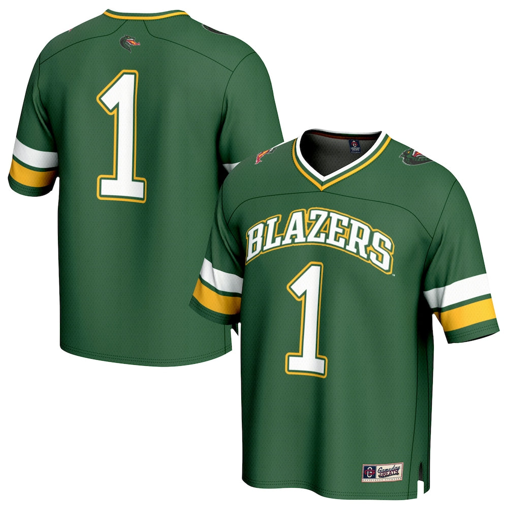 Gameday Greats 1 Green Uab Blazers Lightweight Football Fashion Jersey - retro stitched football jersey for Gameday Greats fans