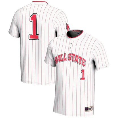Gameday Greats 1 White Ball State Cardinals Lightweight Softball Jersey - retro stitched jersey jersey for Gameday Greats fans