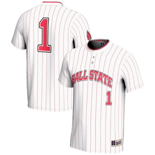 Gameday Greats 1 White Ball State Cardinals Lightweight Softball Jersey - retro stitched jersey jersey for Gameday Greats fans