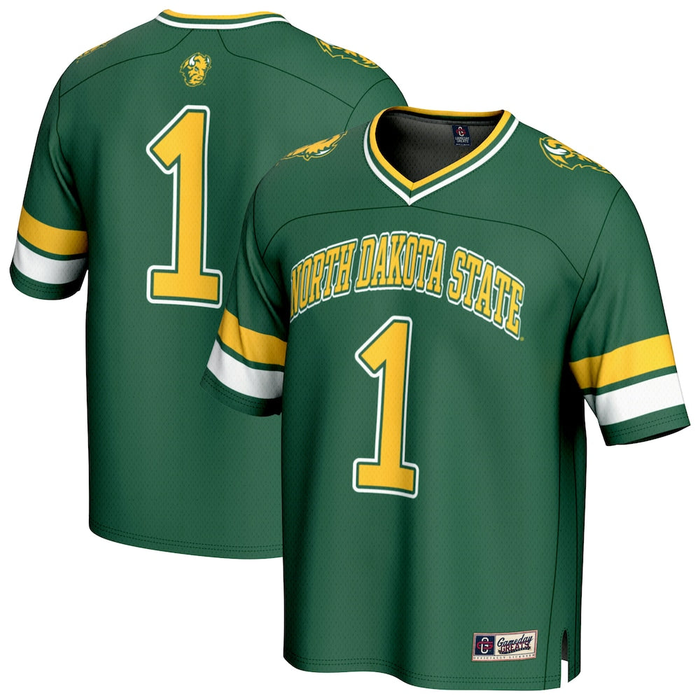 Gameday Greats 1 Green Ndsu Bison Lightweight Collegiate Football Fashion Jersey - retro stitched football jersey for Gameday Greats fans