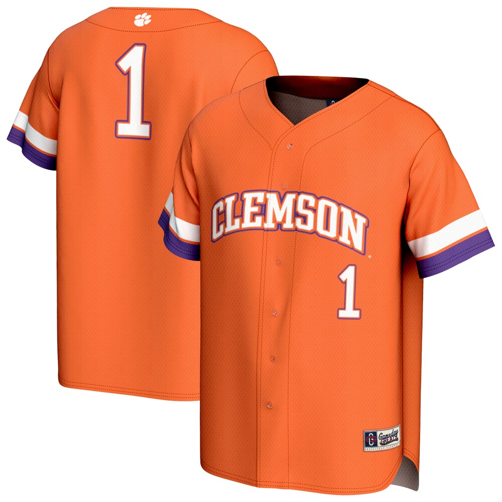 Gameday Greats 1 Orange Clemson Tigers Lightweight Collegiate Baseball Fashion Jersey - retro stitched baseball jersey for Gameday Greats fans