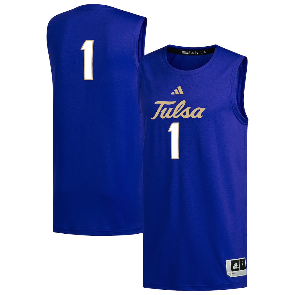 1 Royal Tulsa Golden Hurricane Replica Basketball Jersey - retro stitched basketball jersey for 1 Royal fans