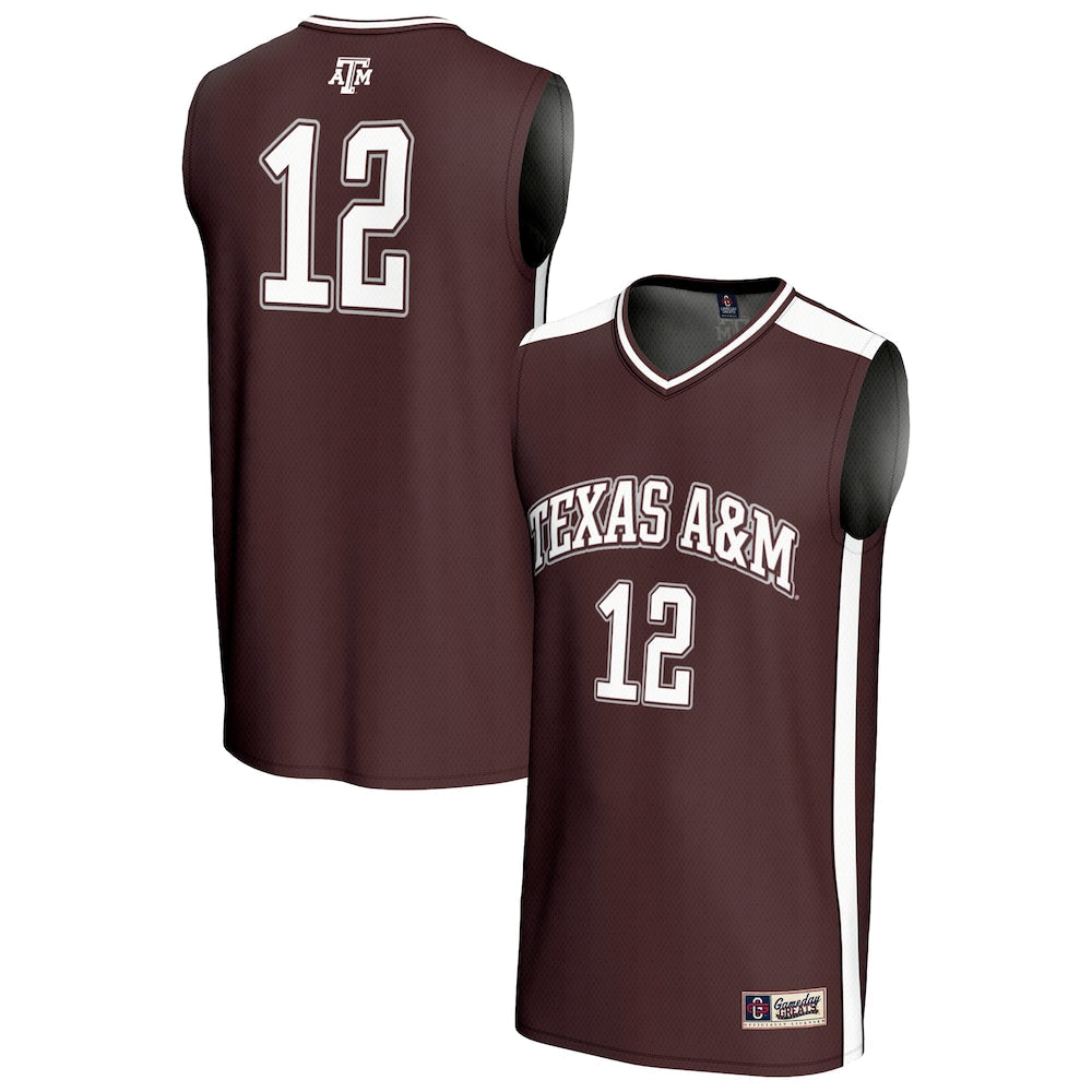 Gameday Greats 12 Maroon Texas Am Aggies Lightweight Basketball Fashion Jersey - retro stitched basketball jersey for Gameday Greats fans