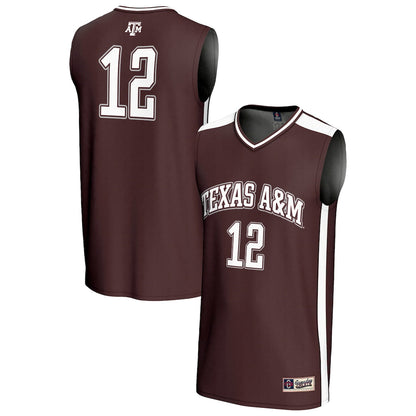 Gameday Greats 12 Maroon Texas Am Aggies Lightweight Basketball Fashion Jersey - retro stitched basketball jersey for Gameday Greats fans
