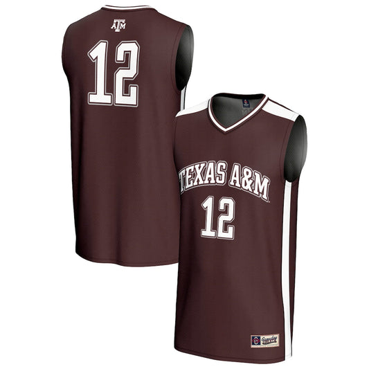 Gameday Greats 12 Maroon Texas Am Aggies Lightweight Basketball Fashion Jersey - retro stitched basketball jersey for Gameday Greats fans